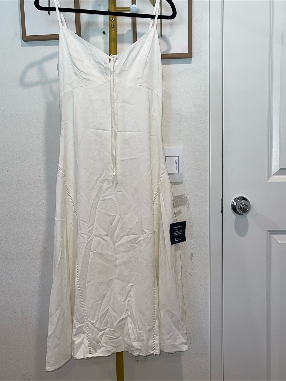 White Spaghetti Strap Midi Dress
